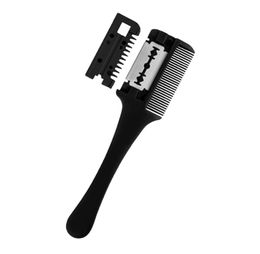 Hair brushes Cutting Comb Black Handle Hair Brush with Razor Blades Thinning Trimmin Salon DIY Styling Tools3741658