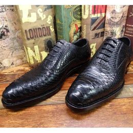 Casual Shoes Top Quality Mens Goodyear Welt Real Python Oxfords Two Toe Snake Skin Dress Wedding Gents Suits Social Elegant 2024