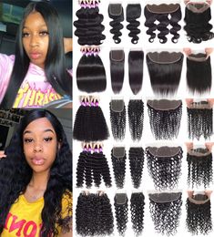 Brazilian Human Hair Bundles With Closure Remy Virgin Hair Deep Wave Curly Bundles With Lace Frontal Human Hair Weave With 360 Lac1227141