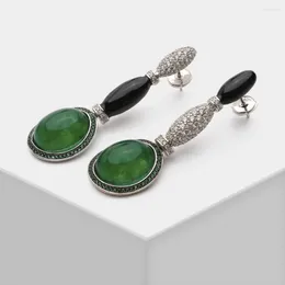 Dangle Earrings Amorita Boutique 925 Sterling Sliver 3Colors Gemstones Emerald Ring For Party Anniversary Luxry