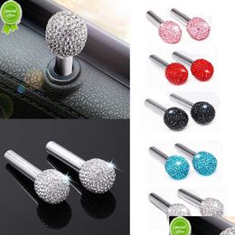 Other Interior Accessories New 2Pcs Rhinestone Car Truck Interior Door Lock Knob Pl Pins Aluminum Alloy Bling Diamond Security Drop De Dhloc