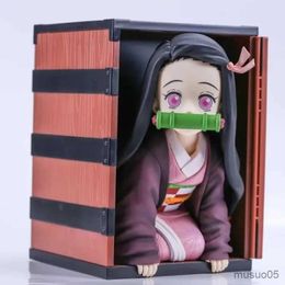 Action Toy Figures 22cm Demon Slayer Kamado Nezuko Figure Popcorn Box Kaii PVC Model Doll Peripherals Small Figures Manga Anime Action Gift Toys