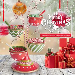 2 Tier Snack Stand Christmas Resin Food Serving Tray Cupcake Holder Bowl Christmas Table Decoration Ornaments Drop 240223