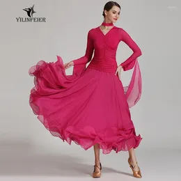 Stage Wear Modern National Standard Waltz Dance Chiffon Large Swing Dress Performance