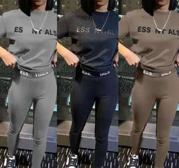 Designer Tracksuit Women Pants Suit Two Pieces Jogger Set New Letters Printed Short Sleeve Sexy Fashion Tights Yoga Essentialsweatshirts Tshirt45785