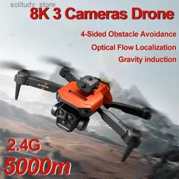 Drones Mini Optical Flow Drone 8K HD 3 Camera Aerial Photography Quadcopter 4 Way Automatic Obstacle Avoidance for Travel Gift Q240308