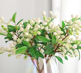 2PCS5 Branch Fake Blueberry BranchArtificial Plant floral Decor For Garden Home RamadanGreenery Faux PlantasFake Succulents14110210