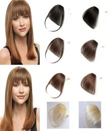 100 Human Hair Clip In Bangs Without Temples Light Brown Neat Hair Fringe Invisible Bangs For Women3752719
