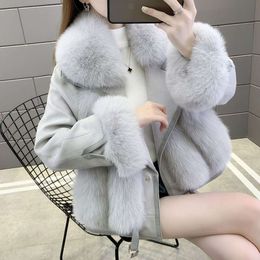 2023 New Suede Faux Fox Grass For Women's Winter Haining Fashion High End Fur Integrated Coat 201713