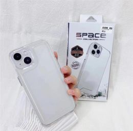 Shockproof Space with Metal Button Clear Cases For iPhone 14 13 12 11 Pro Max X XS MAX XR Transparent PC Jelly Cell Phone B5048050