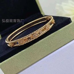 Designer Bangle Sweet VanCF Bracelet Jade v Gold Kaleidoscope Narrow Edition Single Row Full Diamond Rice Ball Bracelet for Womens Luxury USDP