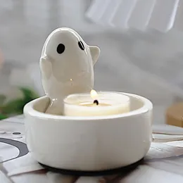 Candle Holders Ceramic Ghost Holder Home Decor Ghostly Ceramics For Room Bathroom White Christmas