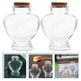 Storage Bottles 2pcs Wishing Drift Bottle Heart Shape Jar Glass