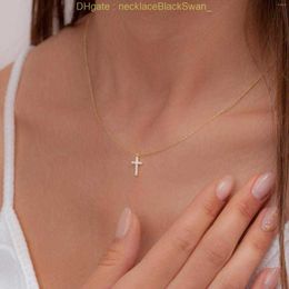 Pendant Necklaces Cubic Zirconia Cross Necklace18k Gold Plated Layering Jewellery Dainty For Women Religious Jewellery Gift K4CY