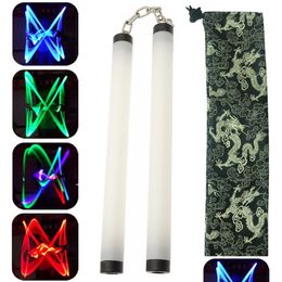 Led Light Sticks Colorf Led Lamp Light Nunchakus Nunchucks Glowing Stick Trainning Practice Performance Martial Arts Kong Fu Kids Toy Dhyqy