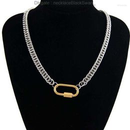 Pendant Necklaces Women Men Statement Stainless Steel Carabiner Clasp Necklace Chunky Thicker Heavy Chain Golden Jewellery Collar Choker 0OZ5