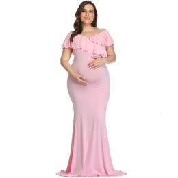 Maternity Dresses Pography Props Plus Size Dress Elegant Fancy Cotton Pregnancy Po Shoot Women Long 240228