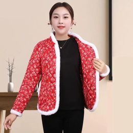 Women's Trench Coats Autumn And Winter Cotton Padded Retro Chinese Style Women Jacket Coat Print Warm Clothes