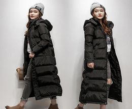 2020 women039s winter duck down coat ultra long maxi ankle length female puffer jackets clothing with hood hat black plus size 3698824