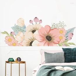 Wall Stickers Hand Painted Watercolour Flowers Living Room Decor Bedroom Sofa Bedside Backdrop Decal Home Decoration Accessories
