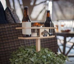 Outdoor Portable Solid Wood Wine Glass Holder Plugin Detachable Beer Table With Bottle Opener 40x20x10cm Furniture 1pc Camp7713606
