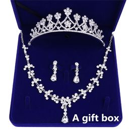 Bride Crown Three-piece Set wedding hair accessories bridal crown tiara necklace earrings Jewellery set 2405