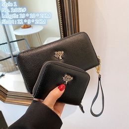 Whole factory ladies clutch bags 2 styles Joker multifunctional leather mobile phone bag personalized zipper long wallet metal289G