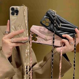 Cell Phone Cases Luxury Designer Crossbody Handbag Cases For iphone 14 13 12 11 Pro Max Mobile Shell Classic Letter Design Cover Case Card Holder Package 240304