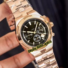 Cheap New Overseas 5500V 000R-B435 Black Dial A2813 Automatic Mens Watch Date Rose Gold Steel Bracelet High Quality Sport Watches 2352