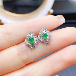 Stud Earrings FS S925 Sterling Silver 3 4 Natural Emerald With Certificate Fine Charm Fashion Weddings Jewellery For Women MeiBaPJ