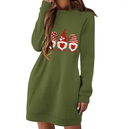 Casual Dresses For Womens Autumn And Winter Round Neck Long Sleeve Sweatshirt Mini Dress Christmas 2024 Fashion