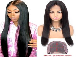 Brazilian Straight Human Hair Wigs With Baby Hair 44 Middle Part Lace Front Wigs For Black Women 18 Inch Beau diva Hair Wigs7563255