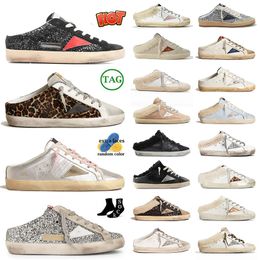 golden sneakers loafers sabots slippers men women leopard dirty shoes platform goldenstar super stars do-old glitter luxury top brand femme sliders low trainers