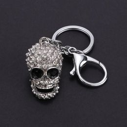 Keychains European And American Style Skull KeyChain Big Crystal Purse Bag Ornament Car Key Accessories Men Women Fashion Pendant244p