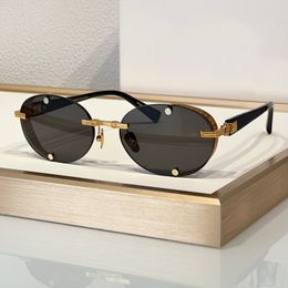 Round Oval Sunglasses Black Gold Metal/Gray Lenses Men Shades Lunettes de Soleil Vintage Glasses Occhiali da sole UV400 Eyewear