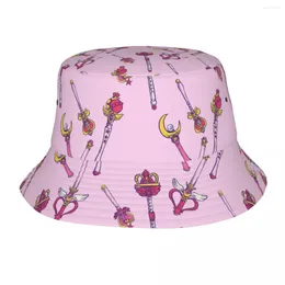 Berets Street Moon Girl Anime Bucket Hat Teen Foldable Outdoor Magic Fishing Vocation Getaway Headwear