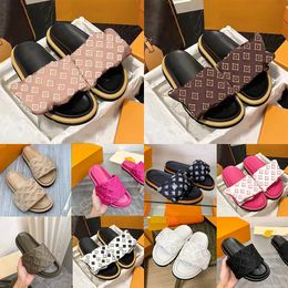 New Arrival Pool Pillow Le pantofole Mules Sandals Famous Designer Women Sunset Flat Comfort Mules Padded Front Strap Slippers Slides