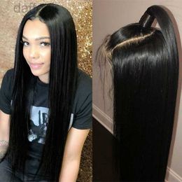 Synthetic Wigs Natural Black 1b# Soft Long Silky Straight Full Lace Wigs with Baby Hair Heat Resistant Glueless Synthetic Lace Front Wigs for Black Women 240308