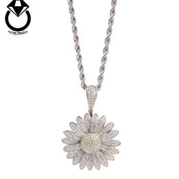 fine Jewellery pendants charms Sunflower Necklace Full of Diamonds Hip Hop Trendy People Cool Street Dance Rap