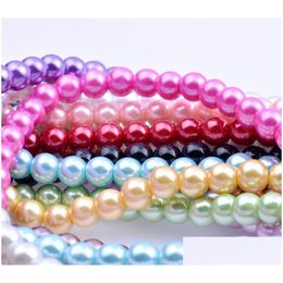 Acrylic, Plastic, Lucite Mix Colors Round Colorf Glass Pearl Imitation Beads 4Mm Loose Jewelry Diy Making Fit Bracelets Necklace Drop Dhnpu