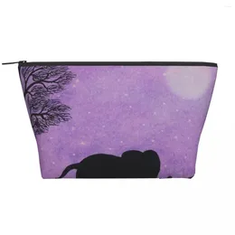 Cosmetic Bags Purple Elephants Trapezoidal Portable Makeup Daily Storage Bag Case For Travel Toiletry Jewelry