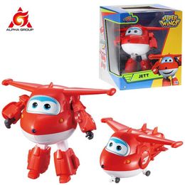 Anime Manga Super Wings 5 inches Transform Jet Tino from a Robot to an Aircraft Transformation Animation Action Character Childrens Toy Birthday Gift J240308