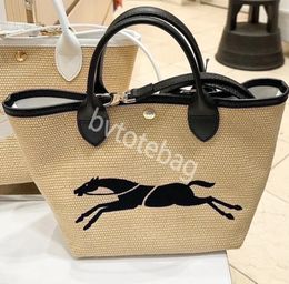 24SS Damen-Einkaufstasche Le Replay Longchamp aus Stroh-Leinen-Pochette Mini-Handtasche Designer-Taschen Luxus-Umhänge-Clutch-Tasche Herren-Schulterreise Raffia-Strandtaschen