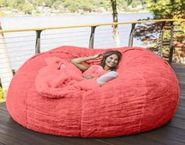 Camp Furniture Drop 180cm Giant Fur Bean Bag Cover Living Room Big Round Soft Fluffy Faux BeanBag Lazy Sofa Bed7043520
