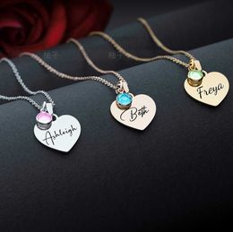 Hot selling Love Birthday Stone Carved Necklace Mother's Day Gift Family Name DIY Necklace