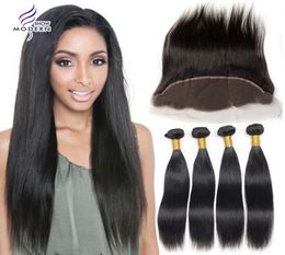 Mink 4 Bundles Brazilian Virgin Hair With Closure Straight Modern Show Human Hair Weave Lace Frontal Closure And Bundle1979200