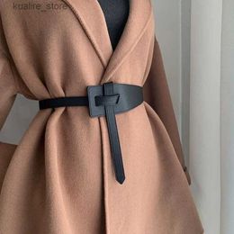 Belts Fashion Designer Belts for Women High Quality Knot Soft Pu Leather Long Waistband Female Waist Wide Coat Corset Belt Cummerbunds L240308