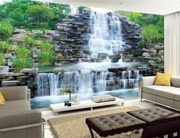 Custom 3D Po Wallpaper Natural Mural Waterfalls Pastoral Style 3D Nonwoven Straw Paper Wall Papers Living Room Sofa Backdrop6990259