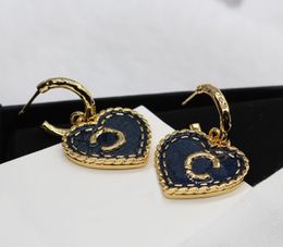 2024 Luxury quality charm heart shape drop earring with black enamel in 18k gold plated have stamp box PS3071B