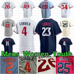 26 Max Kepler 4 Carlos Correa Custom Baseball Jersey Byron Buxton Luis Arraez Jose Miranda Jorge Polanco Royce Lewis Jhoan Duran Joe Ryan Joey Gallo Harmon